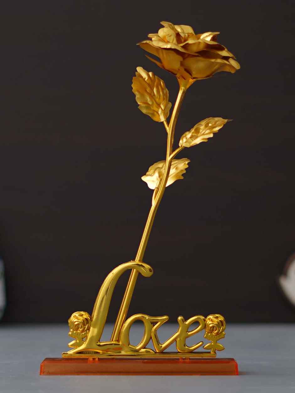 Golden Rose Flower Decorative Showpiece Gift Set | eCraftIndia