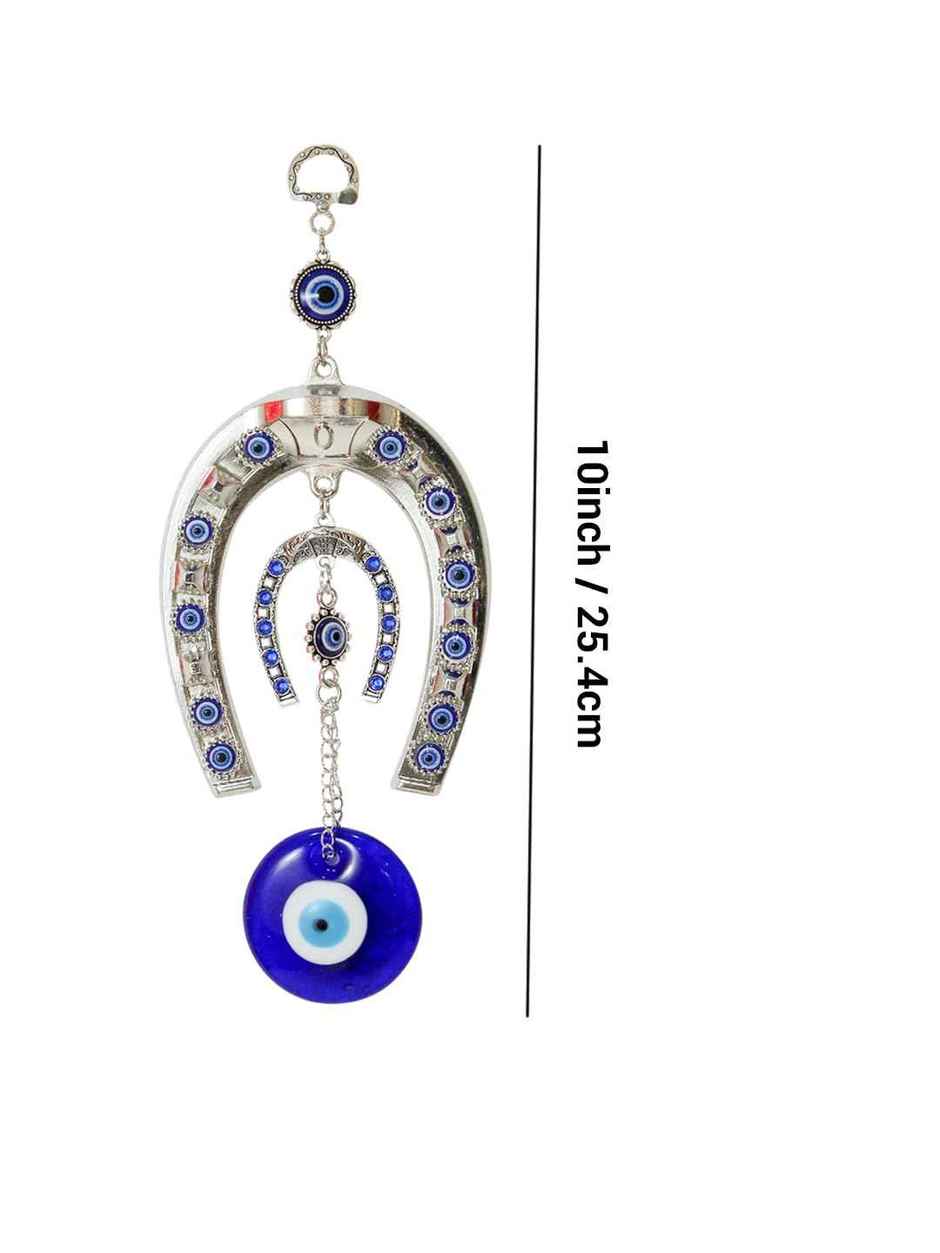 TIED RIBBONS Horse Shoe Evil Eye Wall Hanging | Dark Blue