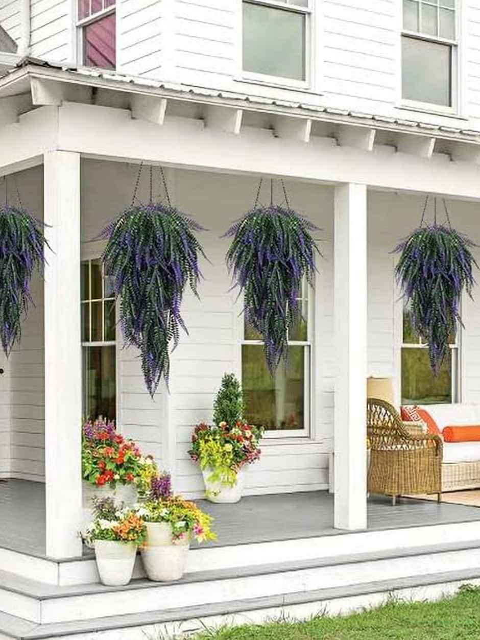 TIED RIBBONS Artificial Lavender Wall Hanging Flowers Plant Leaves Vine | 157.4 cm