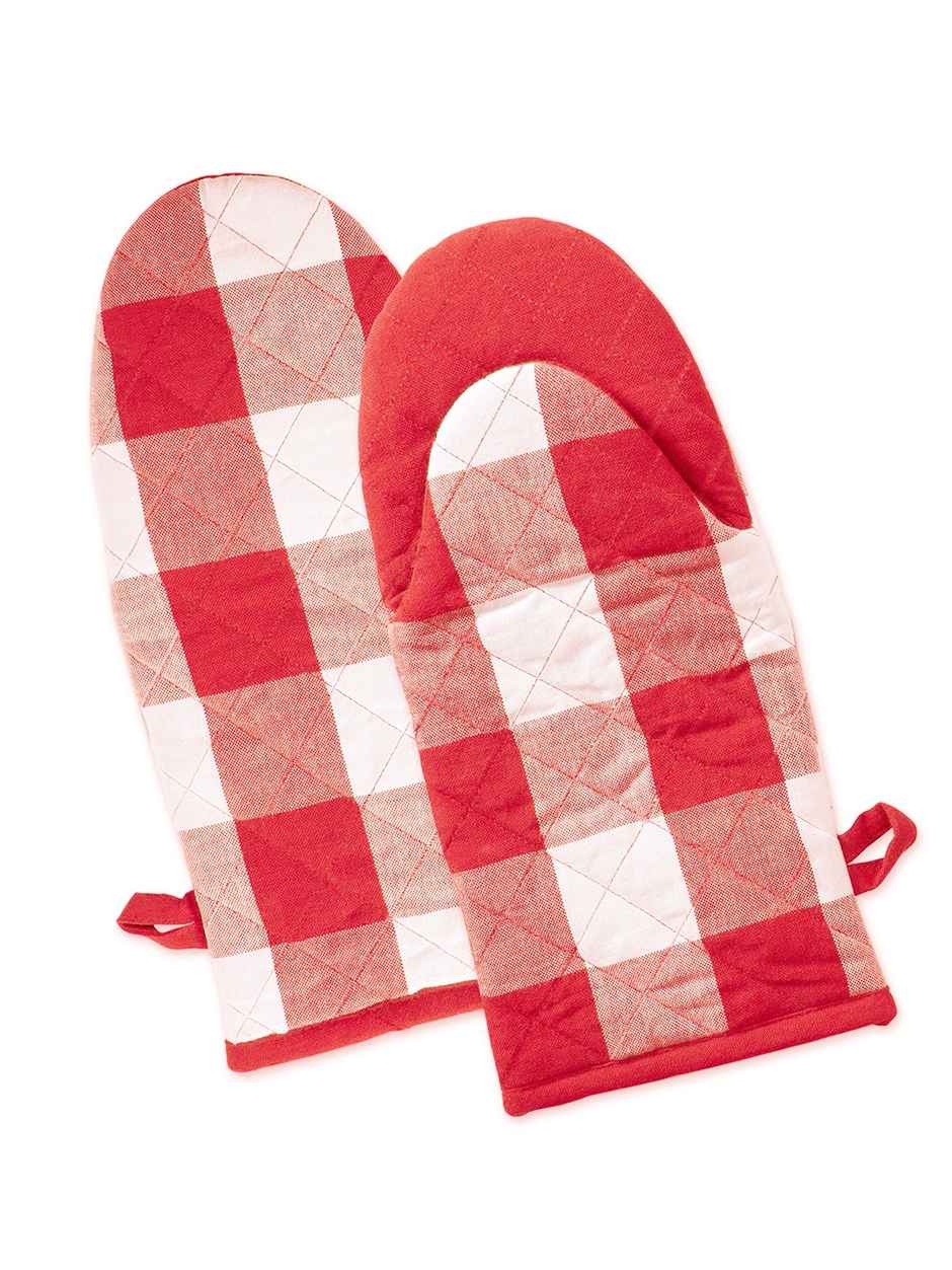 Lushomes Oven Gloves - Red and White Buffalo Checks | Heat Proof | 6 x 13 inch