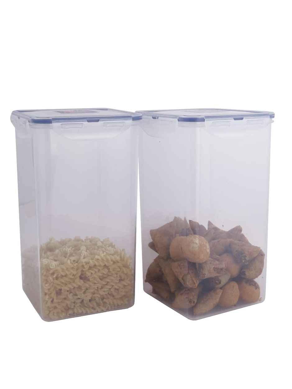 LocknLock HPL822R Classics Square Plastic Airtight Food Storage Containers | Transparent - 4 L