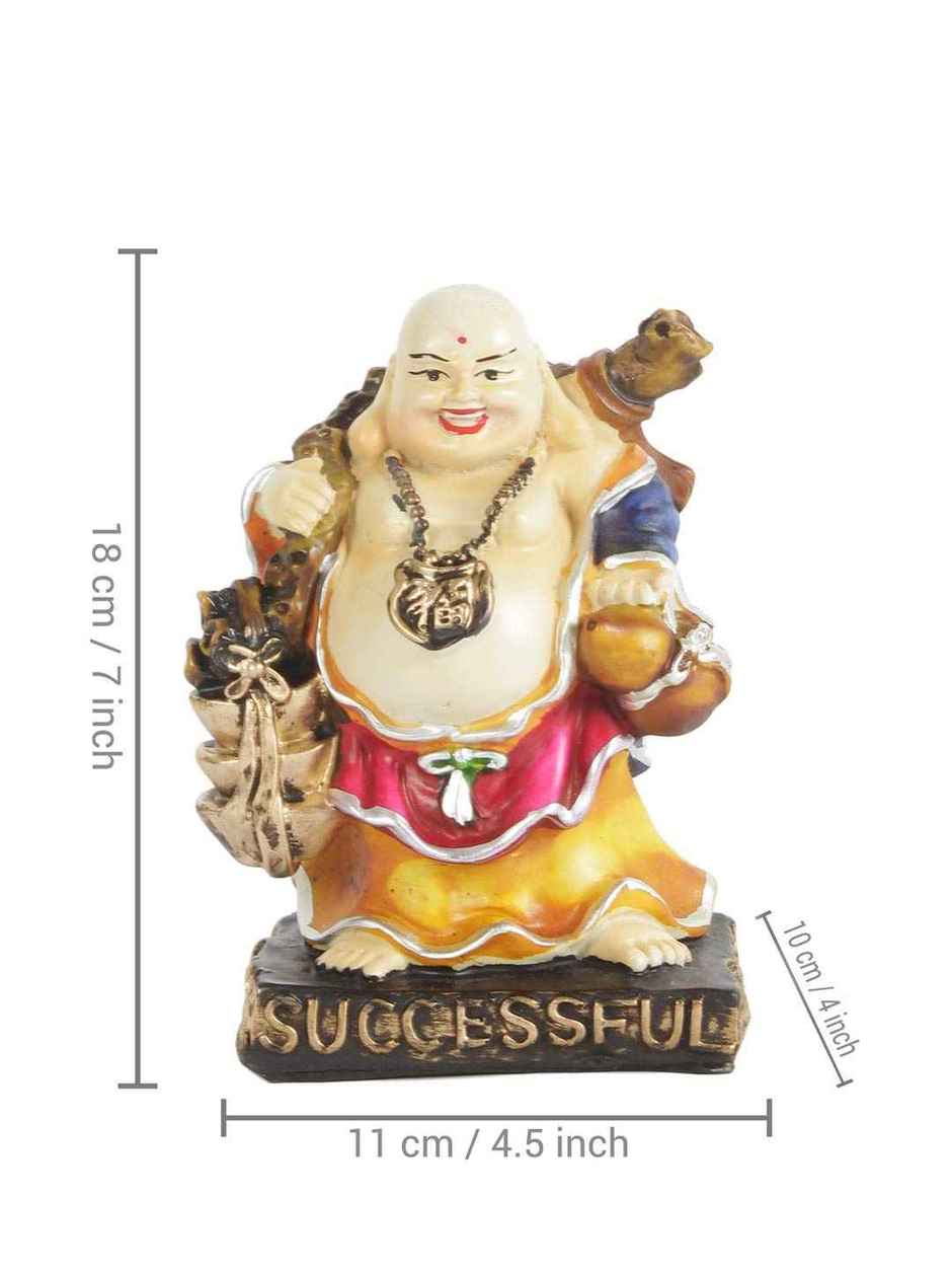 Tied Ribbons Laughing Buddha Statue Figurine Showpiece (18 Cm)