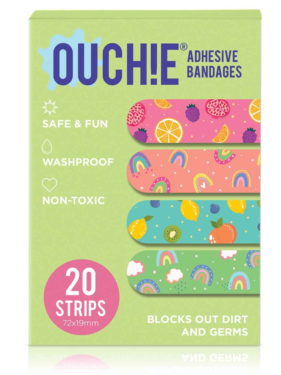 Ouchie Non-Toxic Printed Bandages - Tropical Burst