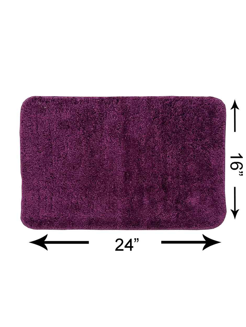 Bianca Soft Cotton Anti Slip Bath Mat | 41 x 61 cm | Benz Solid | Plum