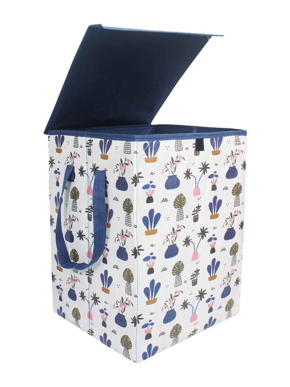 PrettyKrafts 75 L Folding Laundry Hamper | Clothes Basket with Lid & Carry Handles | White - Large