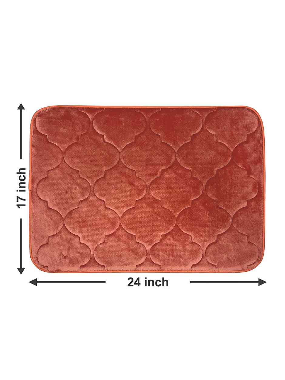 Bianca Memory Foam Anti Slip Bath Mat 1pc Medium | Luxor Moroccan Trellis-Carrot