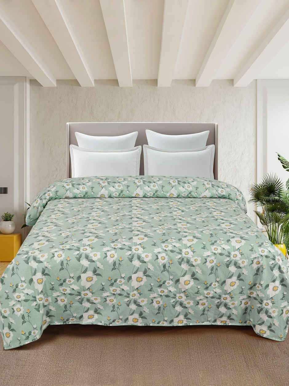 STATUS Micro Dohar Double Bed | Sky Blue Floral - 200 x 220 cm