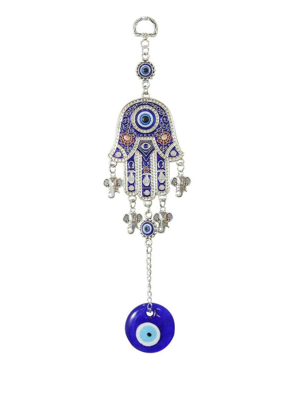 TIED RIBBONS Hamsa Palm Evil Eye Wall Hanging | Dark Blue