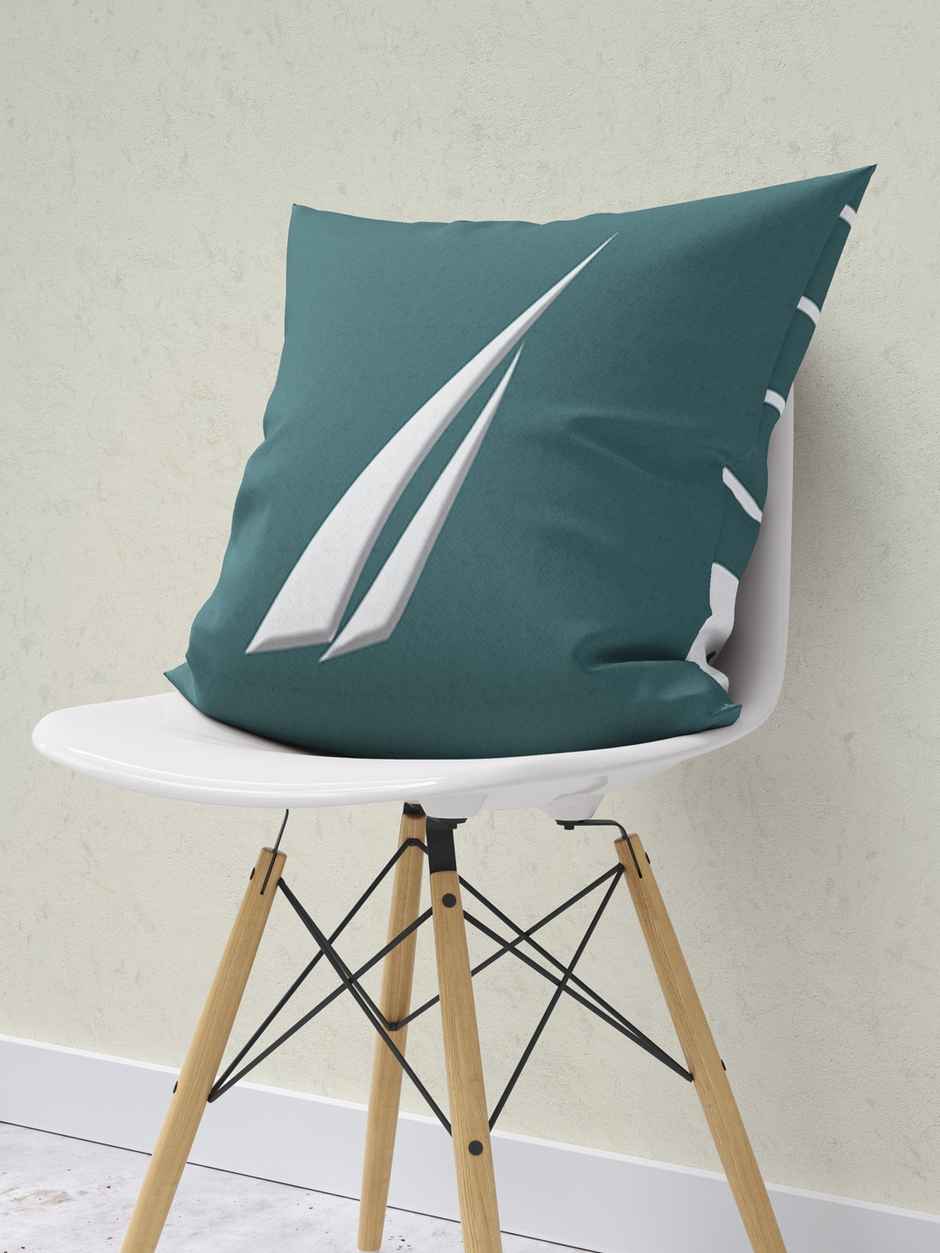 Nautica Premium Cotton Printed Cushion Covers -1pc 16 x16 Size | Logo Stripe Stripe-Forest Green