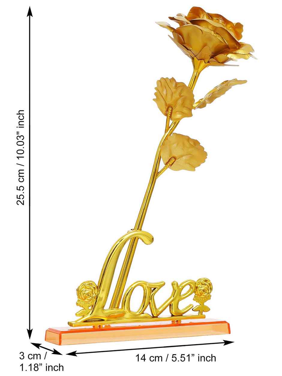 Golden Rose Flower Decorative Showpiece Gift Set | eCraftIndia