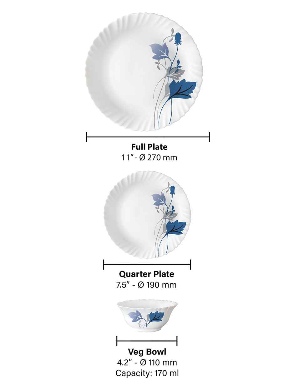Larah By Borosil Ageria 12Pc Dinner Set Opalware Crockery For Dining & Gifting - White