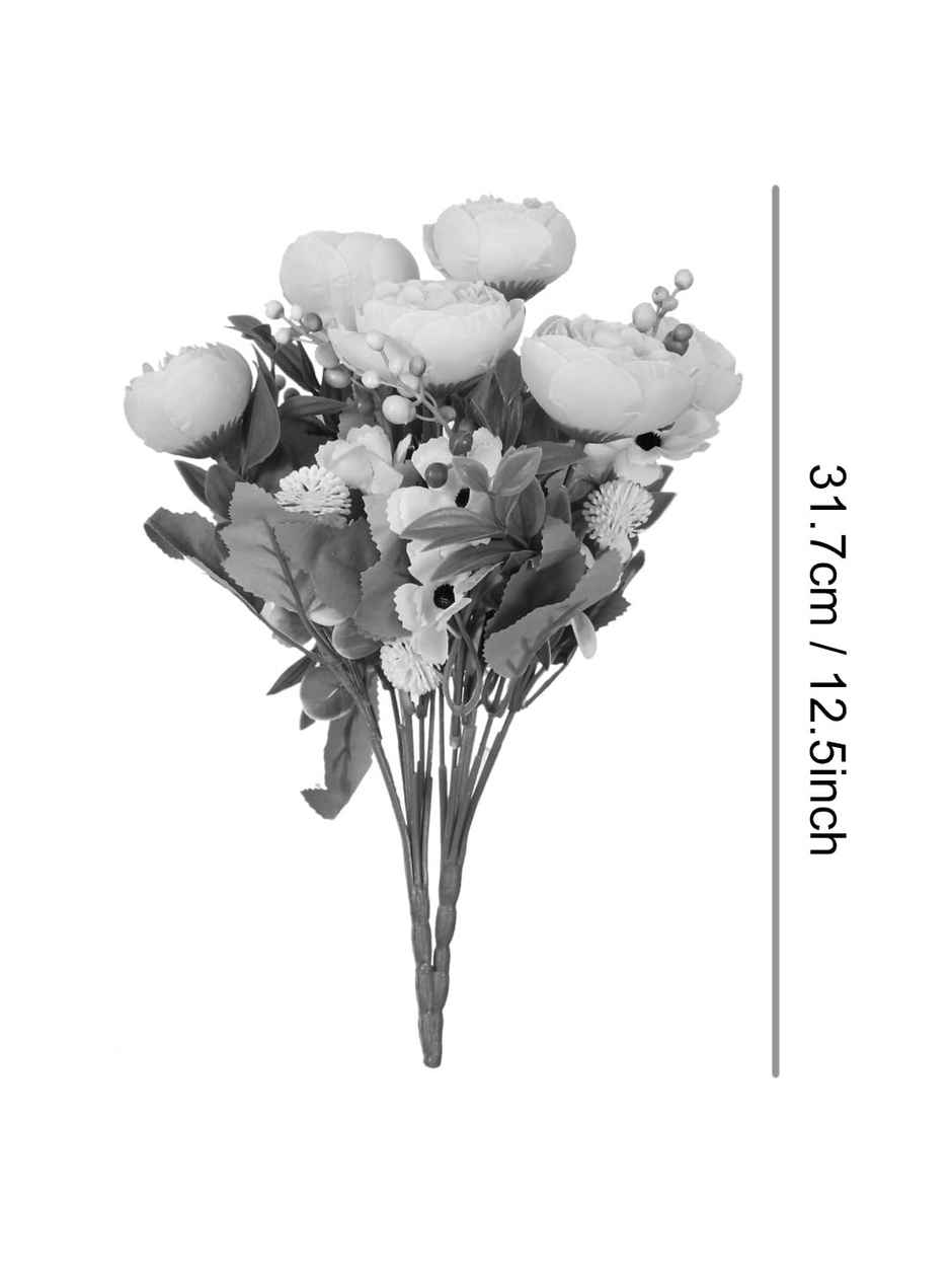 TIED RIBBONS Artificial Rose Peony Flowers Bunch Sticks for Decoration | Yellow