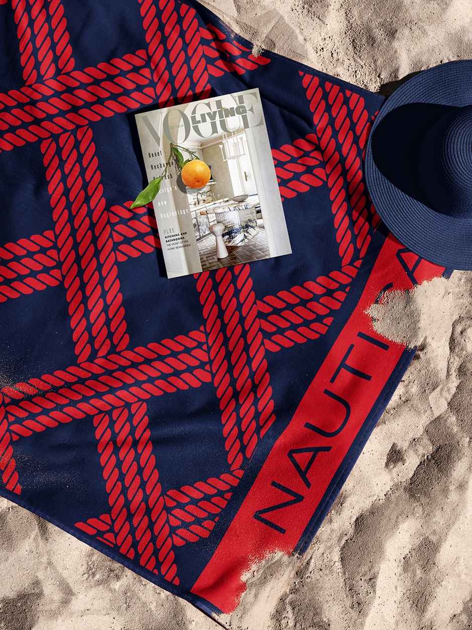 Nautica Designer 100% Cotton Beach & Bath Towel -1pc Bath Towel | voyage | checks-red/navy