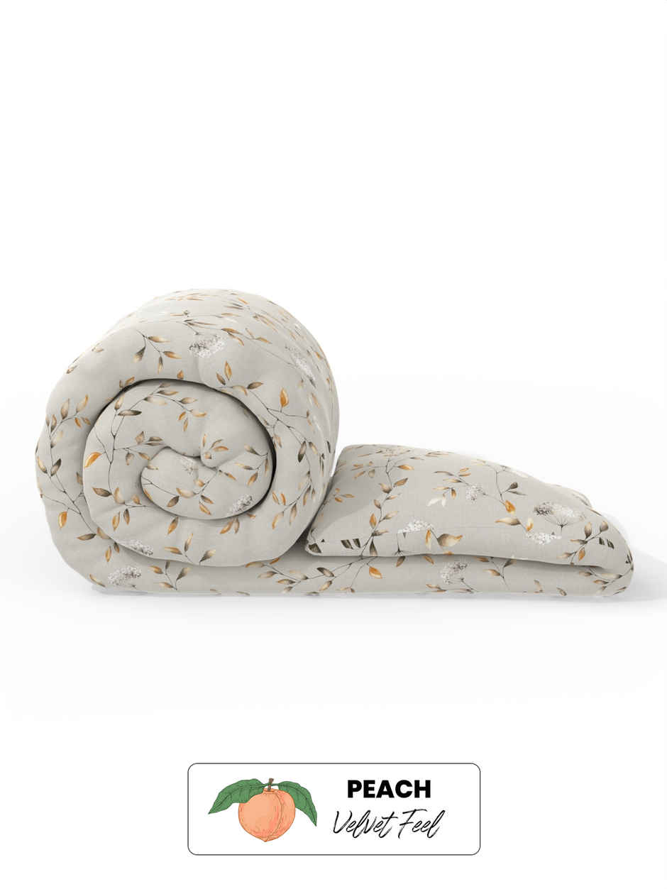 KOPA Super Soft Microfiber Comforter For All Weather | Coolmax Cotton Feel Floral | Beige