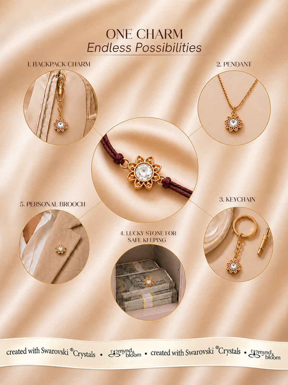 Swarovski - Fleur de Lotus Rakhi Rakhi | Carat Gold Plating