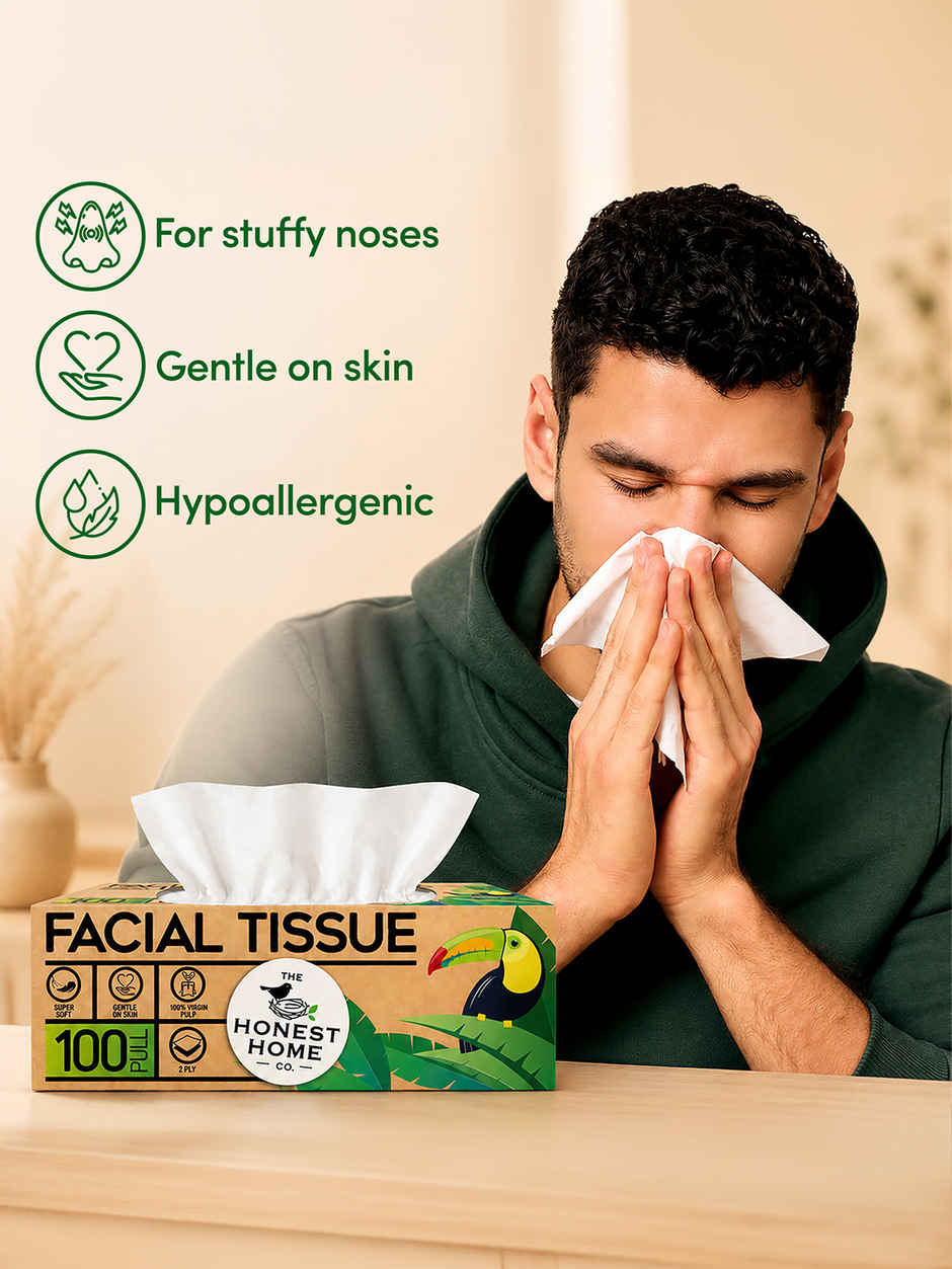 The Honest Home Company Face Tissue | 2 Ply | 100 Pulls | Pack of 3