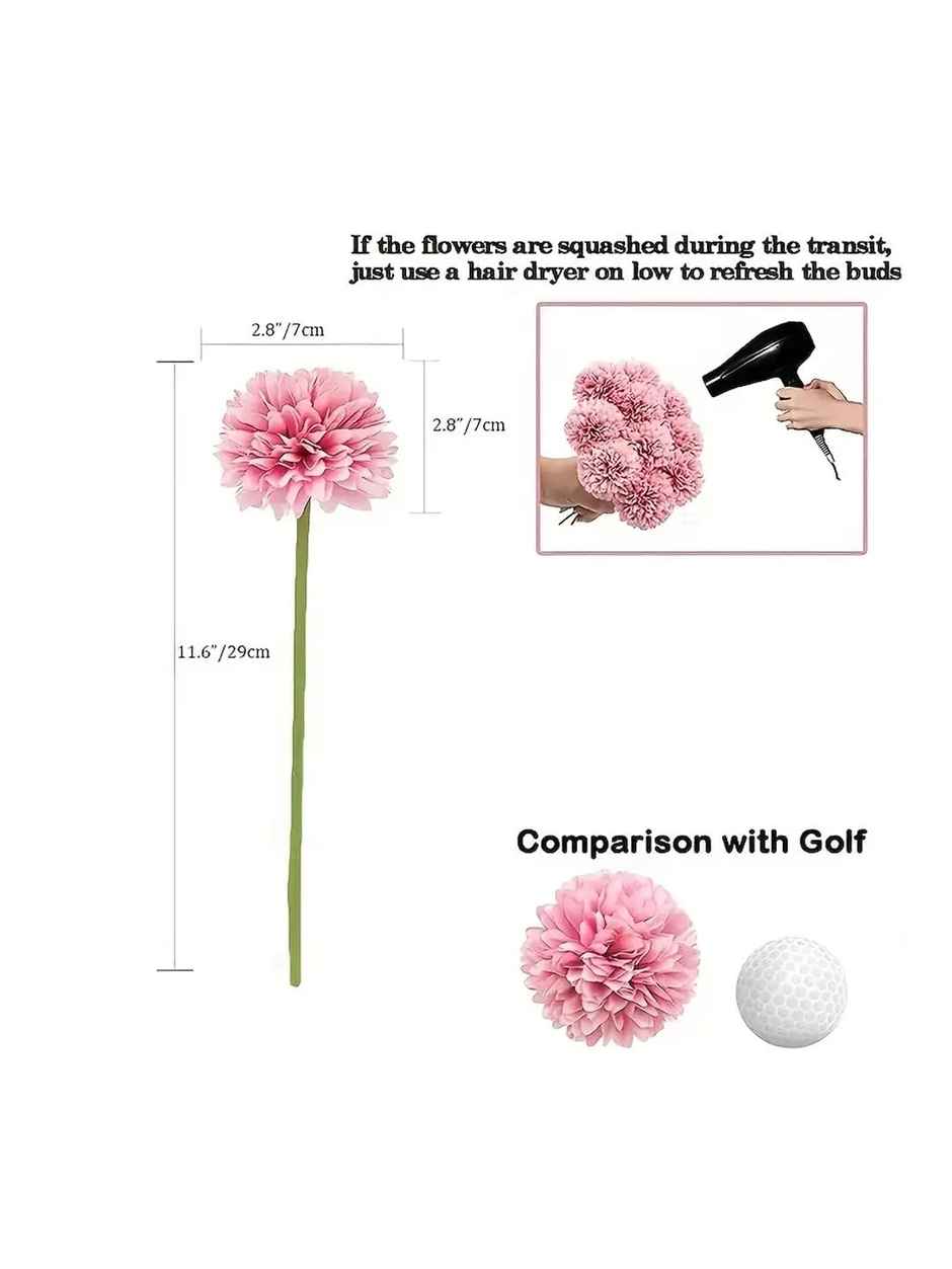 Tied Ribbons Set Of 6 Artificial Ball Flowers Bunches Without Vase