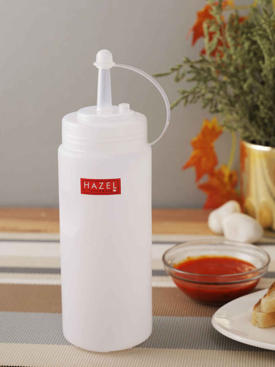 Hazel 610 ml Squeeze Bottle With Cap | Food Grade Plastic Sauce Bottle For Restaurants & Picnics