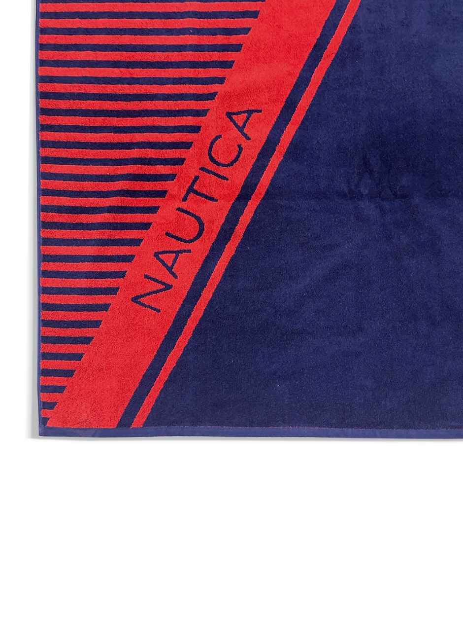 Nautica Designer 100% Cotton Beach & Bath Towel -1pc Bath Towel | voyage stripe-red-navy