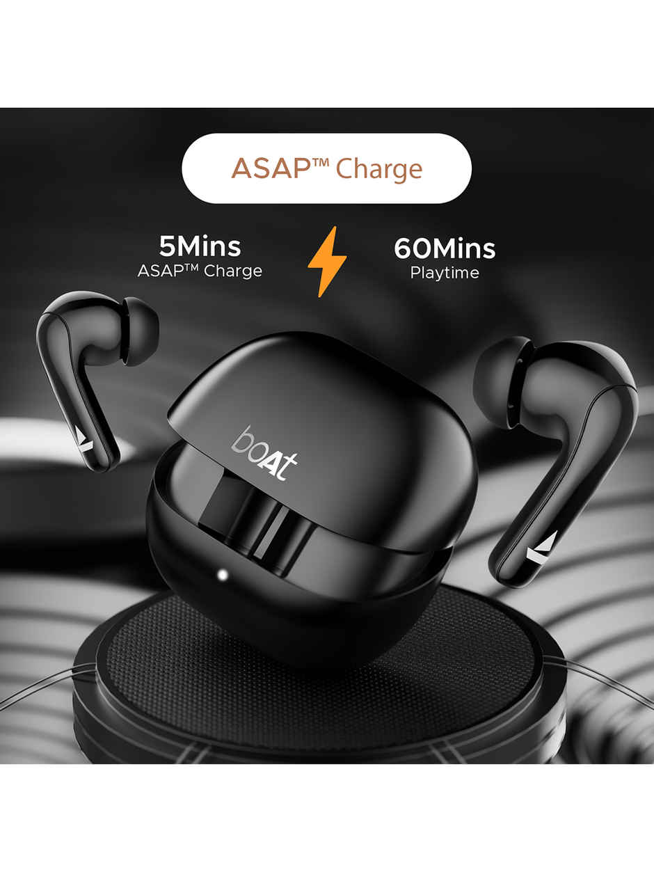 boAt Airdopes 155 Tws Earbuds W/ 40h Playtime, in-ear Detection, Quad Mics Enx Tech (Active Black)