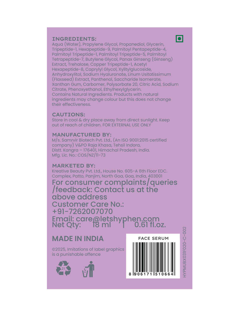 Hyphen 10% Peptide with 2% Copper Peptide Face Serum | Advanced Youth Serum