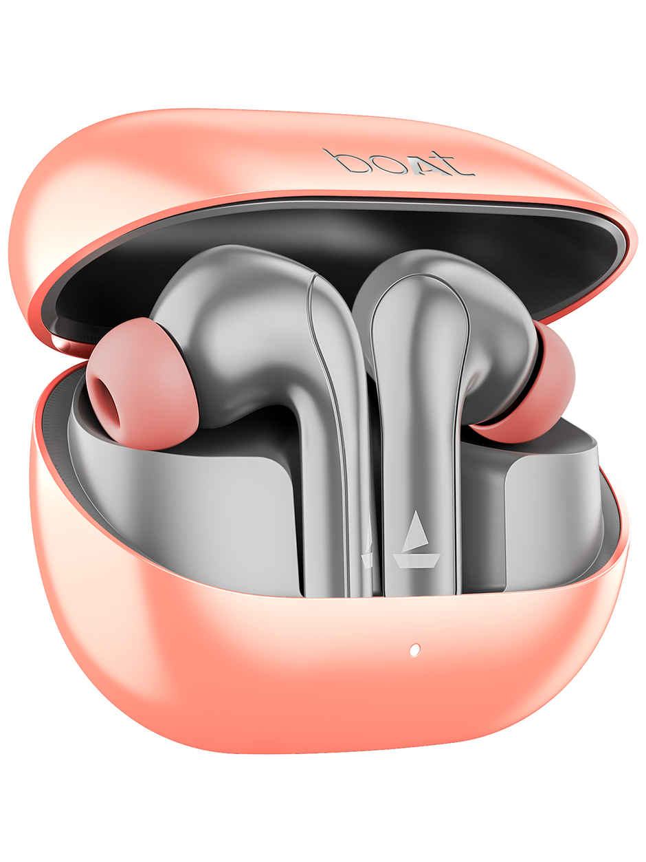 boAt Airdopes 155 w/ 40 hrs Playtime,In-Ear Detection,Quad Mics ENx Tech,ASAP Charge Bluetooth - Hot Rouge