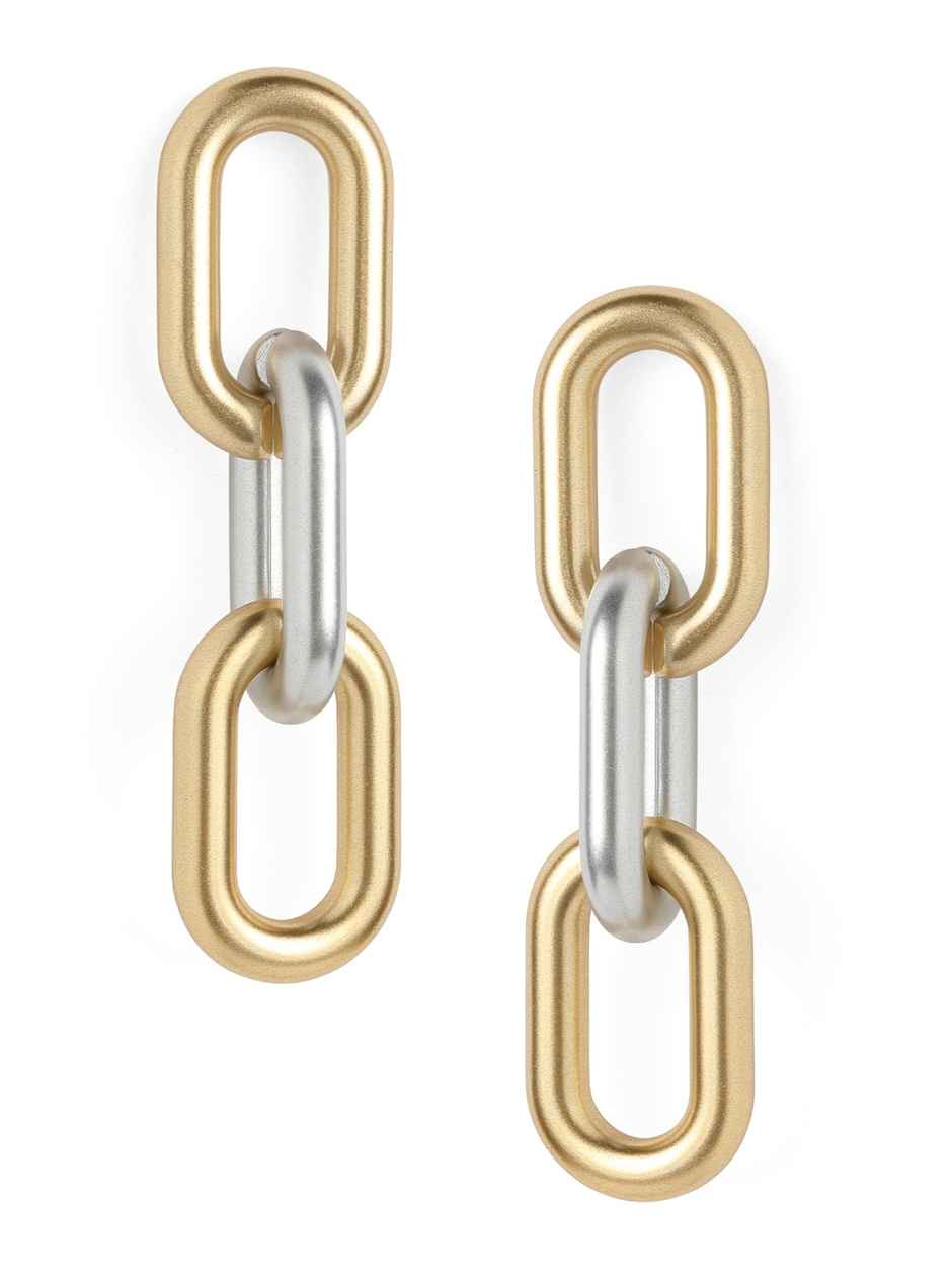 Rubans Gold & Silver Toned Geometric Drop Earrings