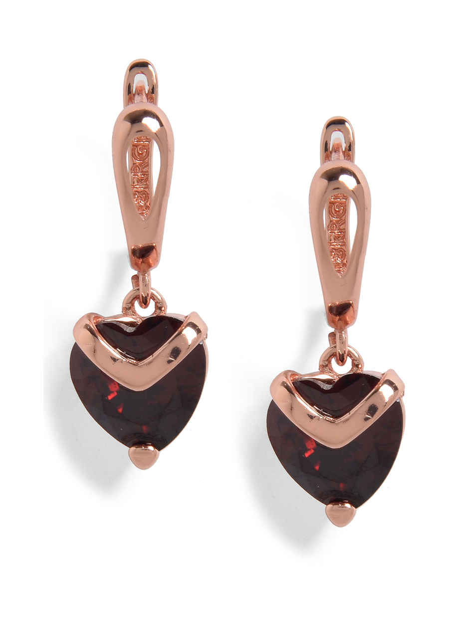 SOHI Women's Red & Rose Gold Plated Contemporary Drop Earrings