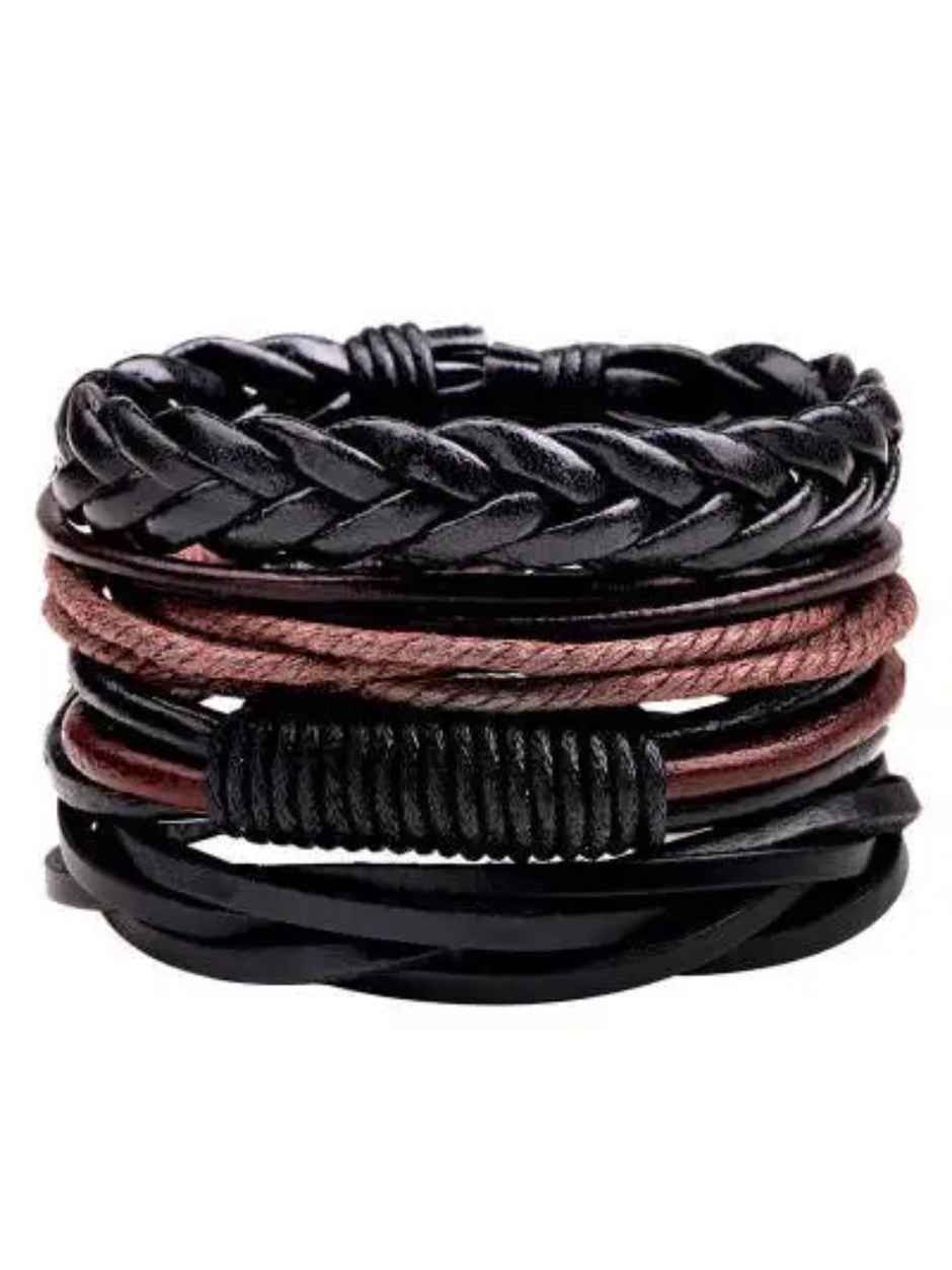YouBella Bracelets for Men and Boys Black Leather Bracelet (YBBN - 92157)
