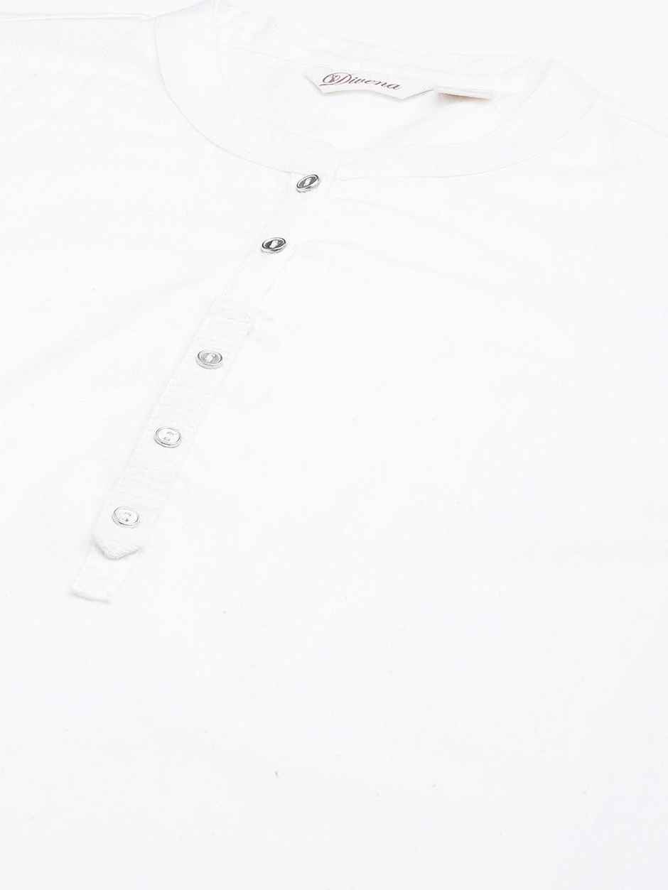 Divena women's White Solid Pure Cotton Straight Kurta DK0567 | L