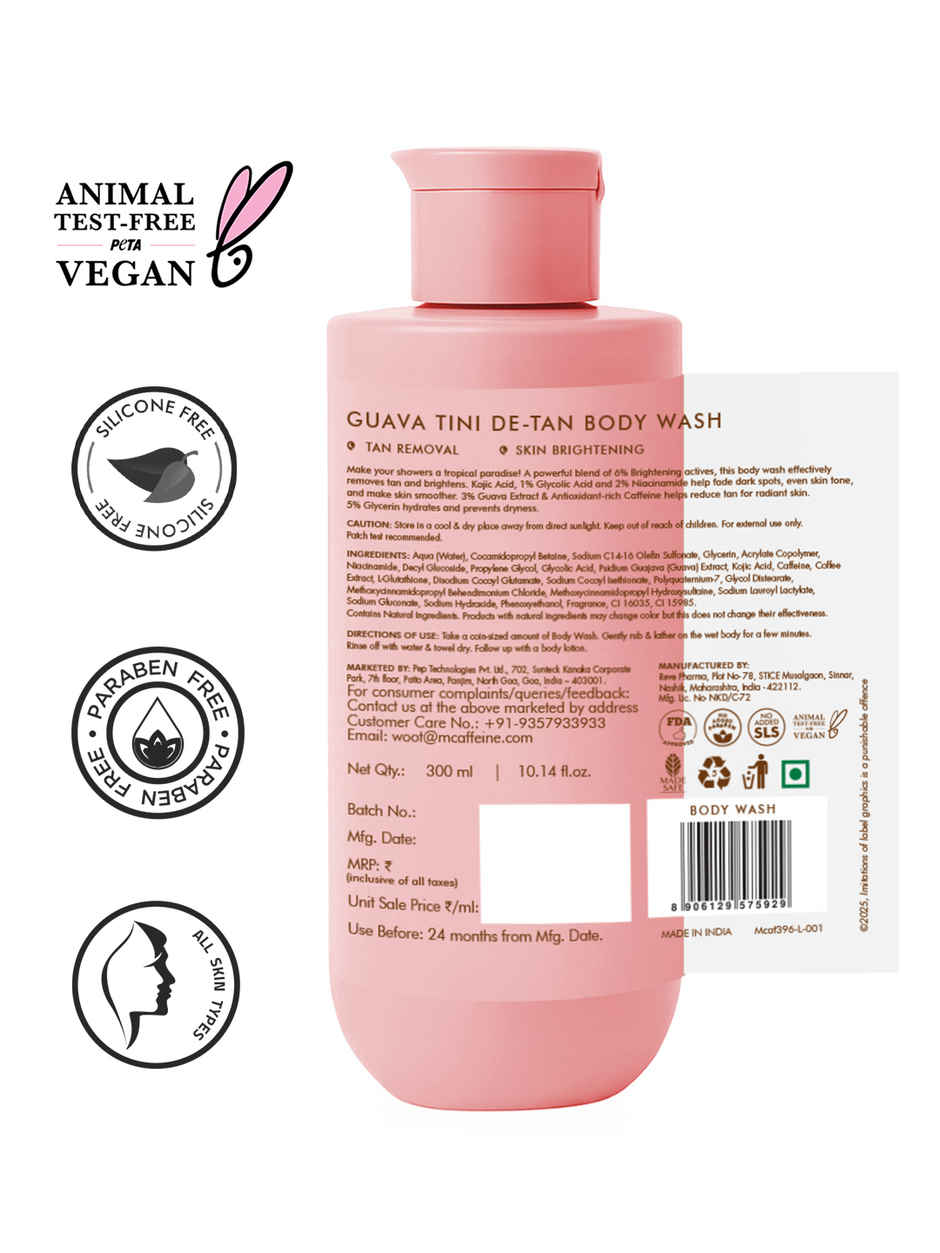 Mcaffeine Sweet Escape Perfume Body Lotion With Niacinamide - Cocoa Butter| Fruity-Floral Fragrance (300g) & Mcaffeine Detan Body Wash | 1% Glycolic 5% Niacinamide-Kojic Acid Reduce Dark Spots (300ml) Combo