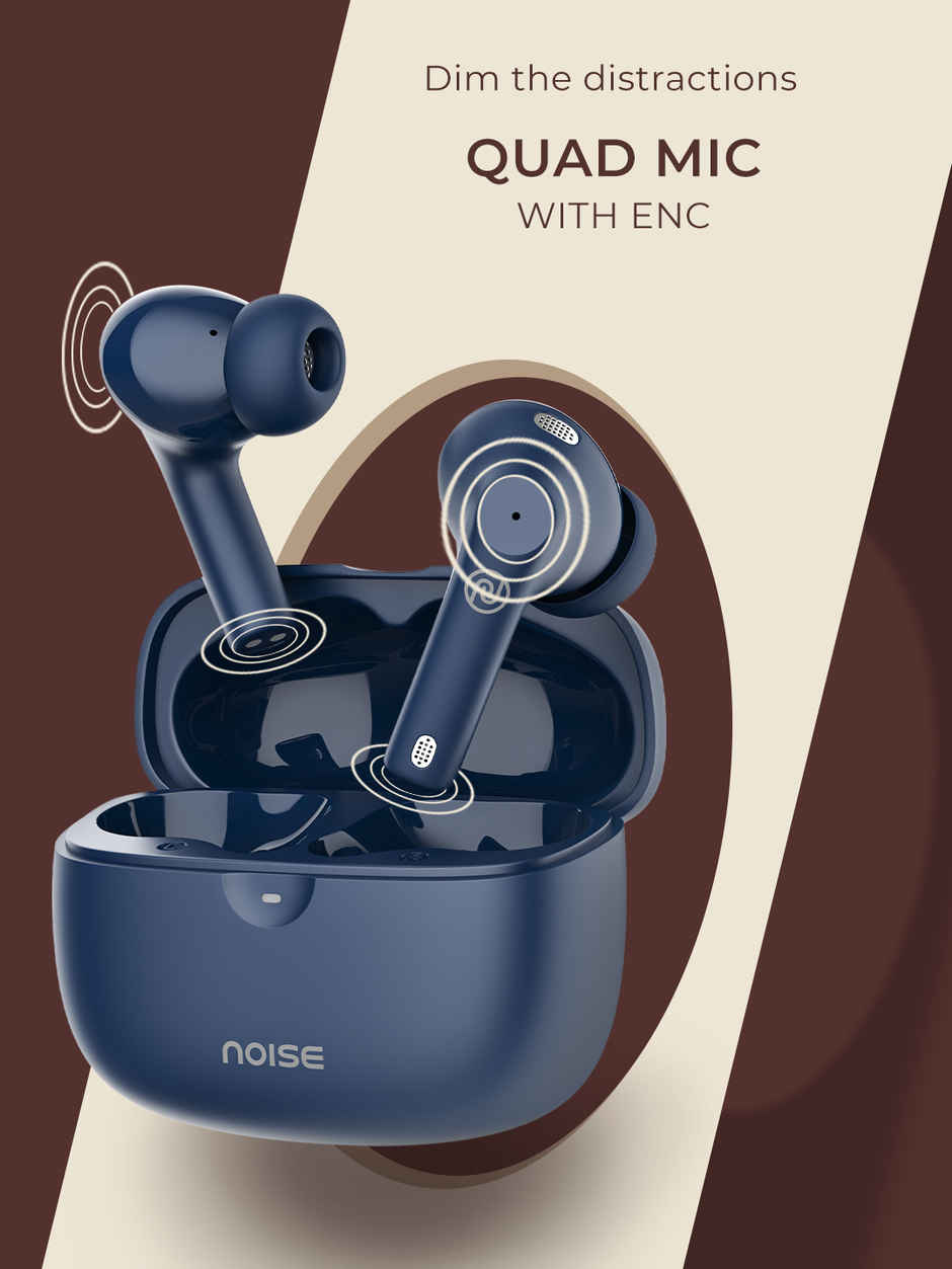 Noise Buds Nero 45H Playtime Quad Mic ENC Rubberised Finish TWS Earbuds | Midnight Blue