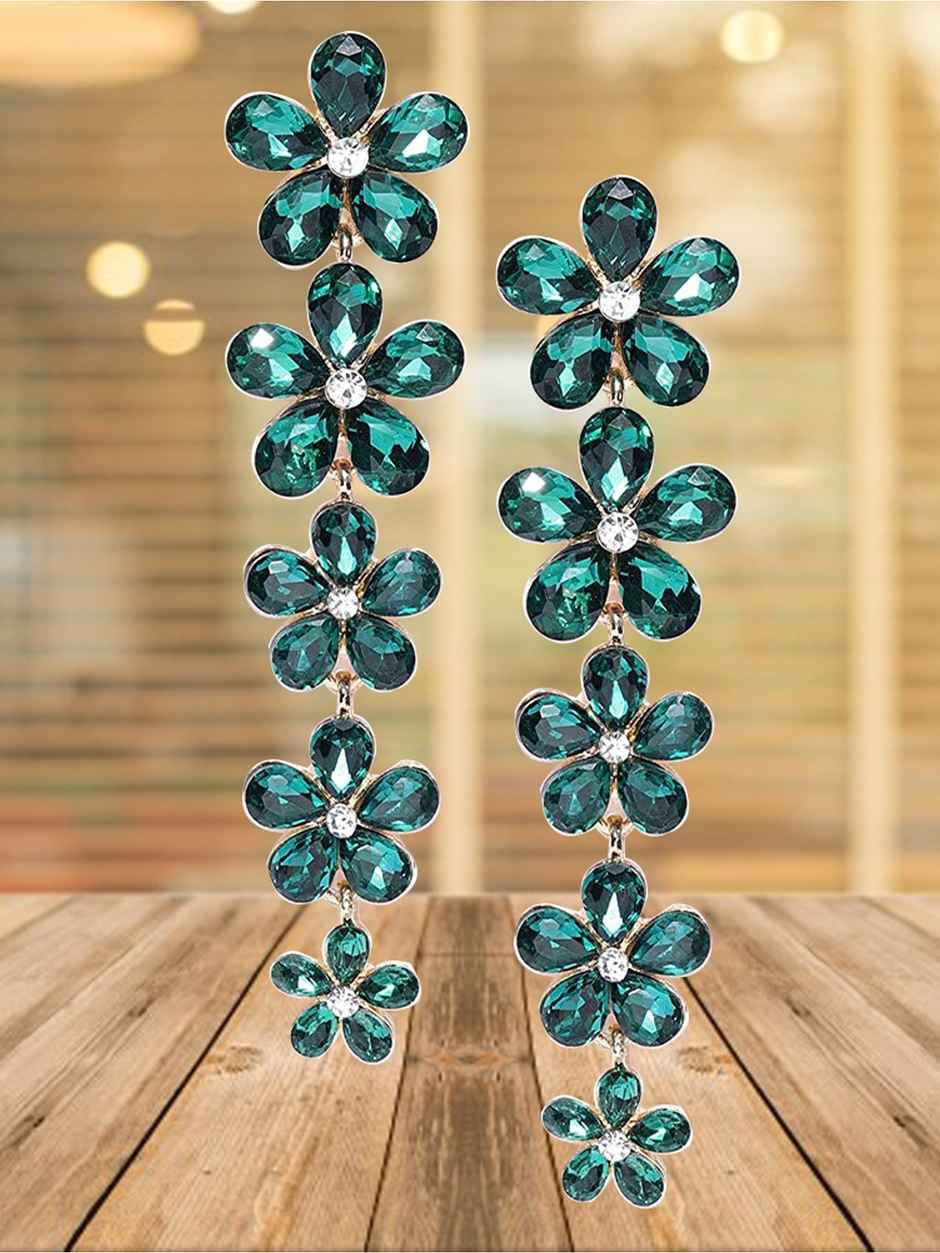 Youbella Swiss Zircon Earings Fashion Earrings For Girls And Women (Green)(Ybear - 32184)