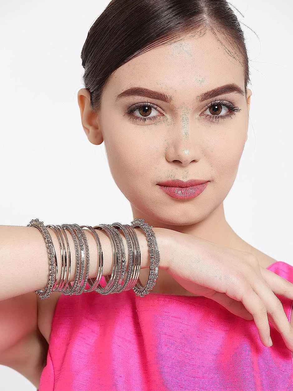 Youbella Afghani Jewellery Combo Silver Plated Jewellery Set For Women (Silver) (Ybnk - 5635 - 2.6)