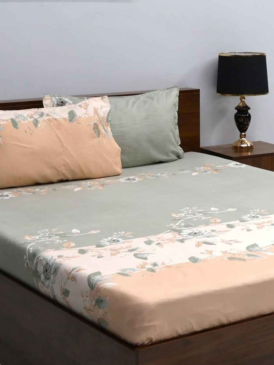 Bombay Dyeing Vista 144 Tc Queen Size Bedsheet With 2 Pillow Covers - Grey
