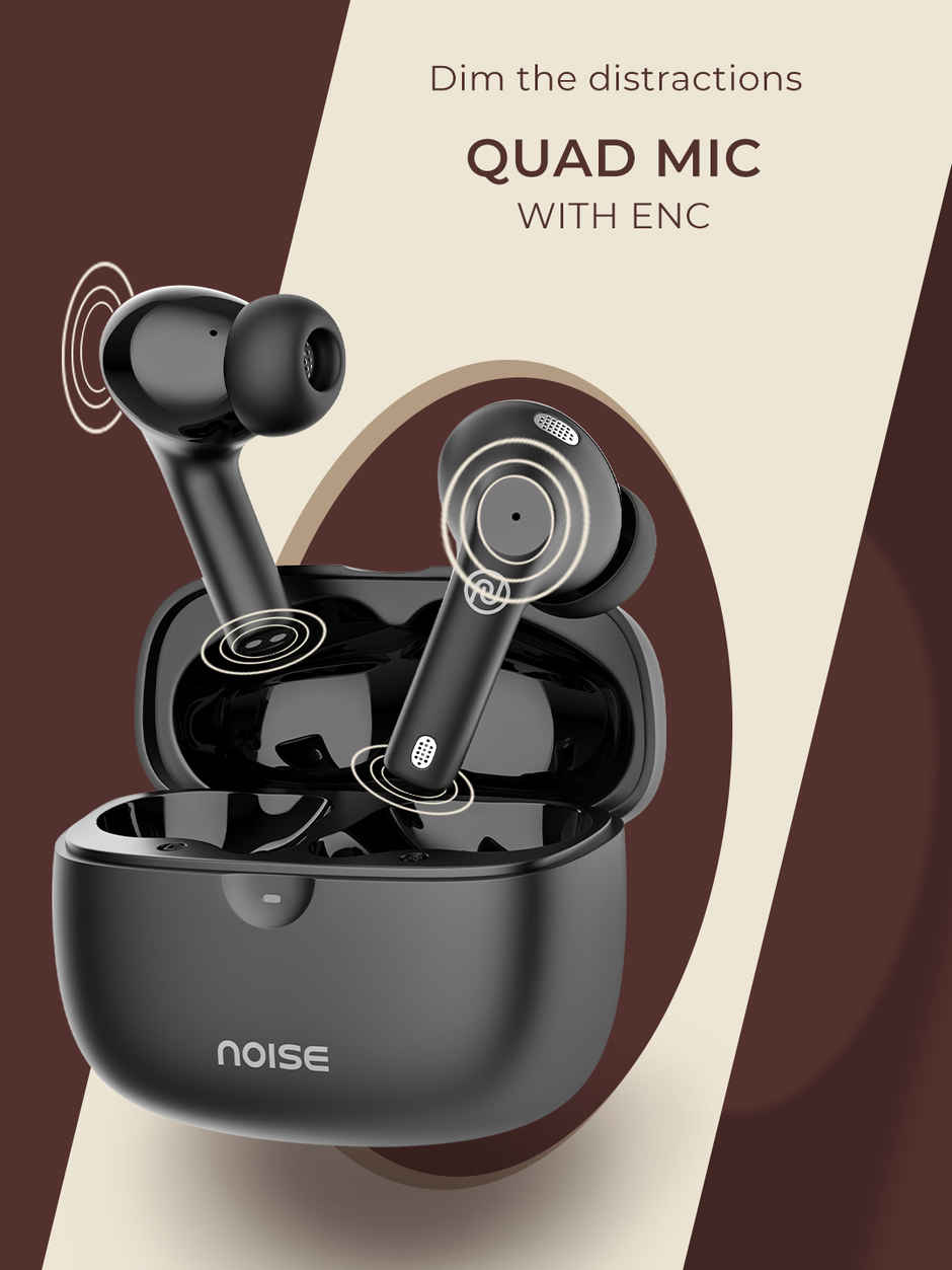Noise Buds Nero 45H Playtime Quad Mic ENC Rubberised Finish TWS Earbuds | Charcoal Black