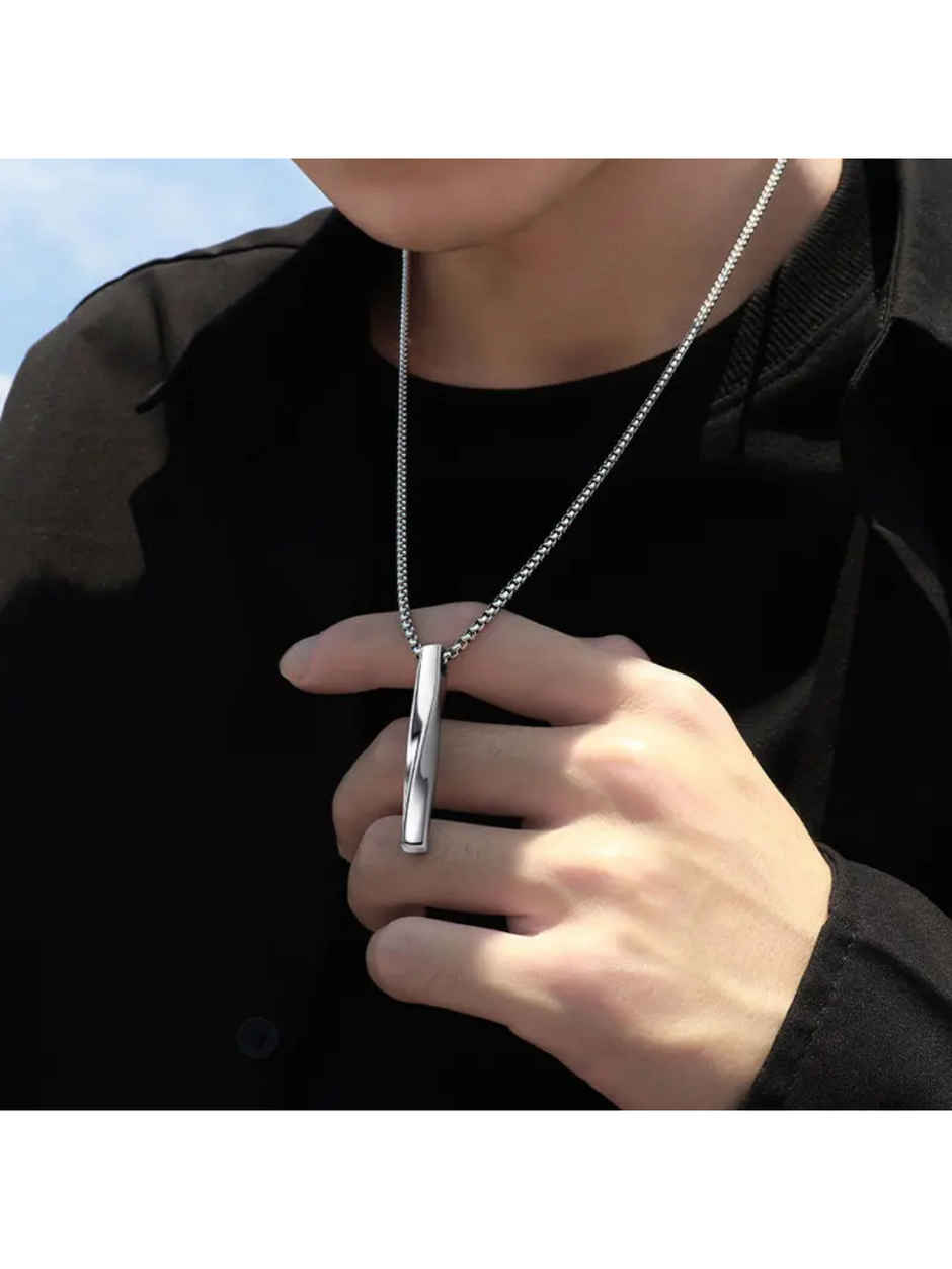 SALTY Alpha Collier Pendant with Chain for Men and Boys| Anti-Tarnish | Silver