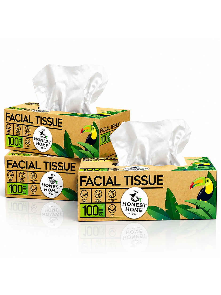 The Honest Home Company Face Tissue | 2 Ply | 100 Pulls | Pack of 3
