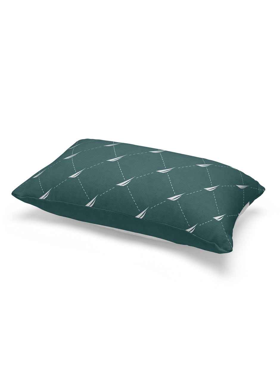 Nautica Premium Cotton Printed Cushion Covers -1pc 12 x18 Size | Logo Stripe Stripe-Forest Green