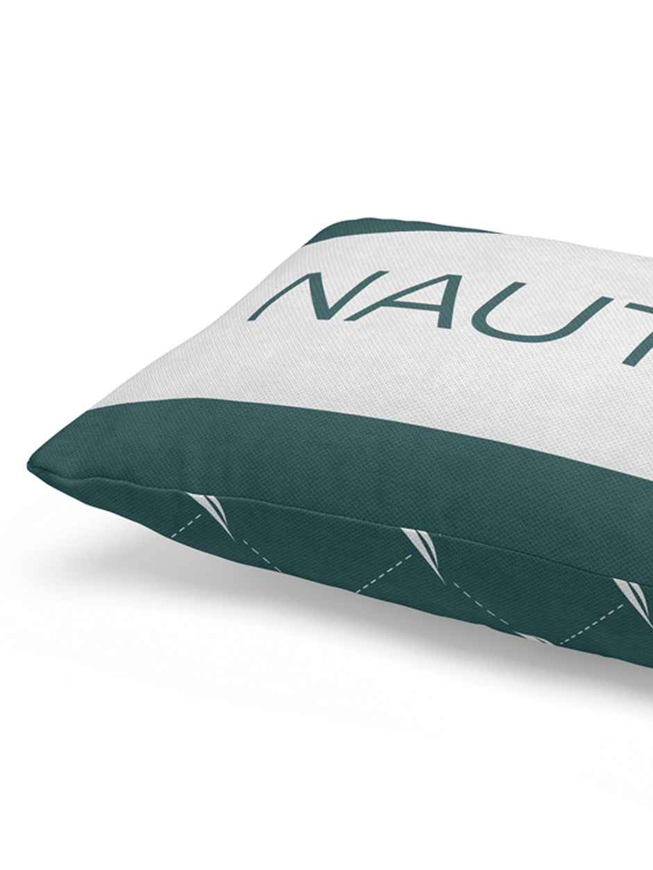 Nautica Premium Cotton Printed Cushion Covers -1pc 12 x18 Size | Logo Stripe Stripe-Forest Green