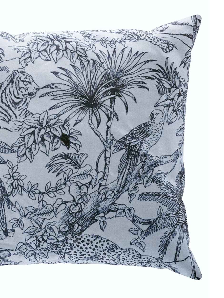 Bianca Hand Loom Cotton Jute Cushion Cover 16 inch x16 inch Floral Grey/Black | Handmade