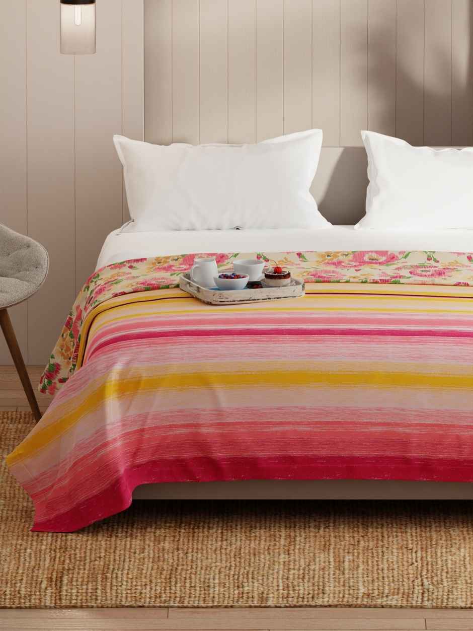 Kopa Extremely Soft Micro Double Dohar -1pc Double size (bio-soft cotton feel) floral-pink/yellow