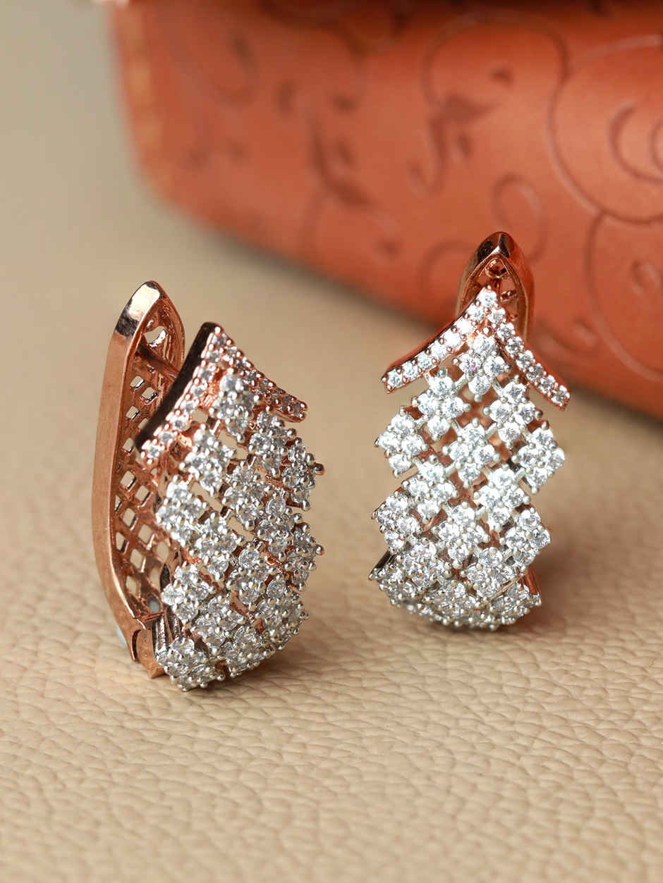 Priyaasi American Diamond Rose Gold Earrings