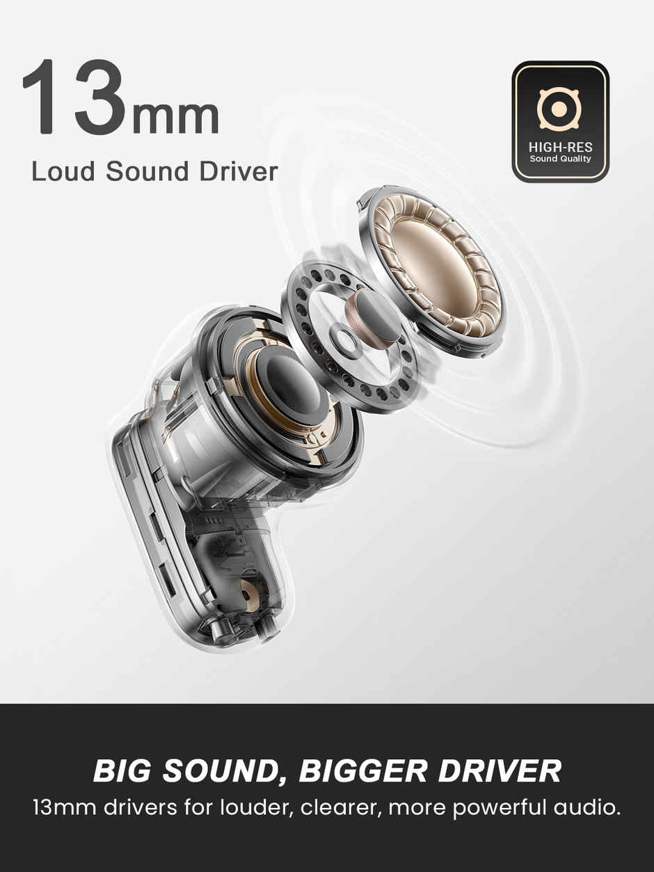 Hammer Aura Wireless Earbuds | 32dB ANC Noise Cancellation | TWS with 4-Mic ENC | Beige