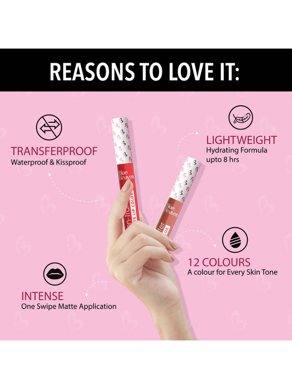 Blue Heaven Non Transfer Liquid Lip Color Matte Finish Waterproof | Red Maroon