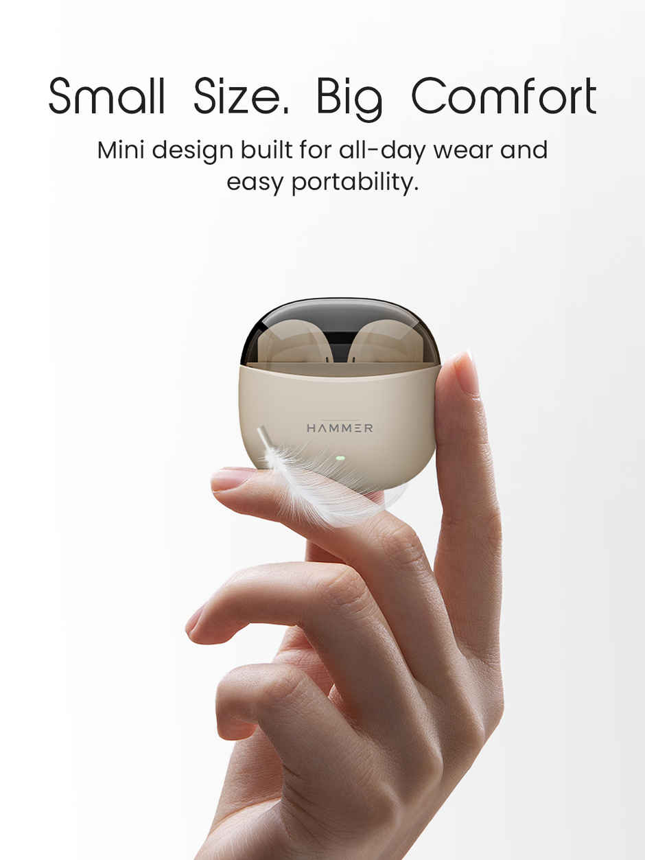 Hammer Ultra Pods True Wireless Earbuds | In-Built Mic | 100H Standby Time | Beige