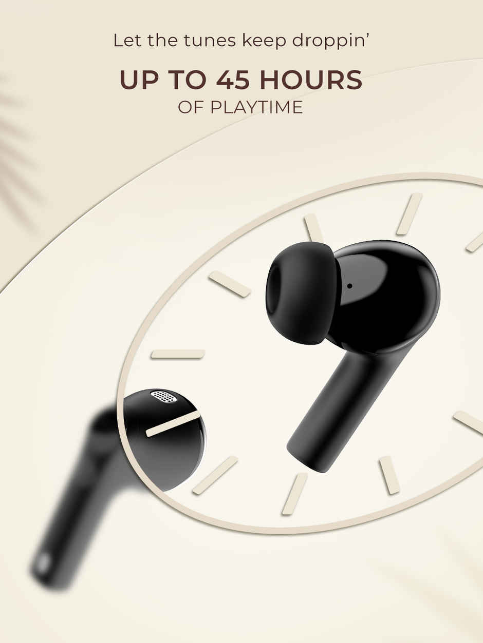 Noise Buds Nero TWS Earbuds with Rubberised Finish, Quad Mic ENC & 45H Playtime - Charcoal Black