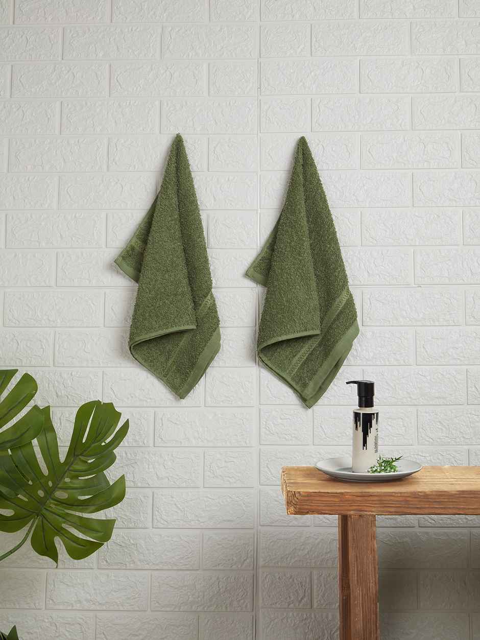 Welspun 380 Gsm 100% Cotton Green Hand Towel