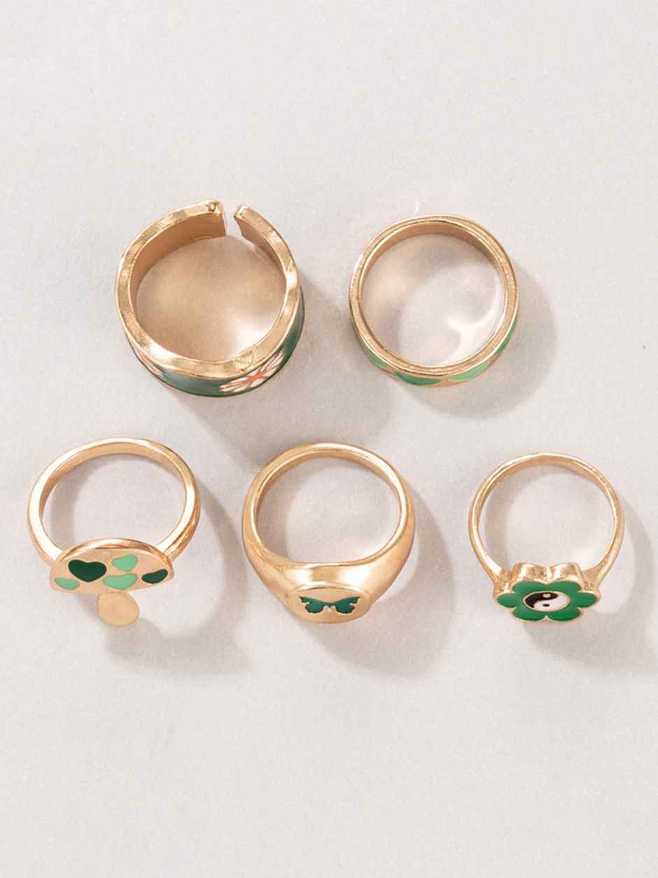 YouBella Jewellery Gold Plated Enamelled Combo of Rings for Girls and Women (YBRG - 20144)