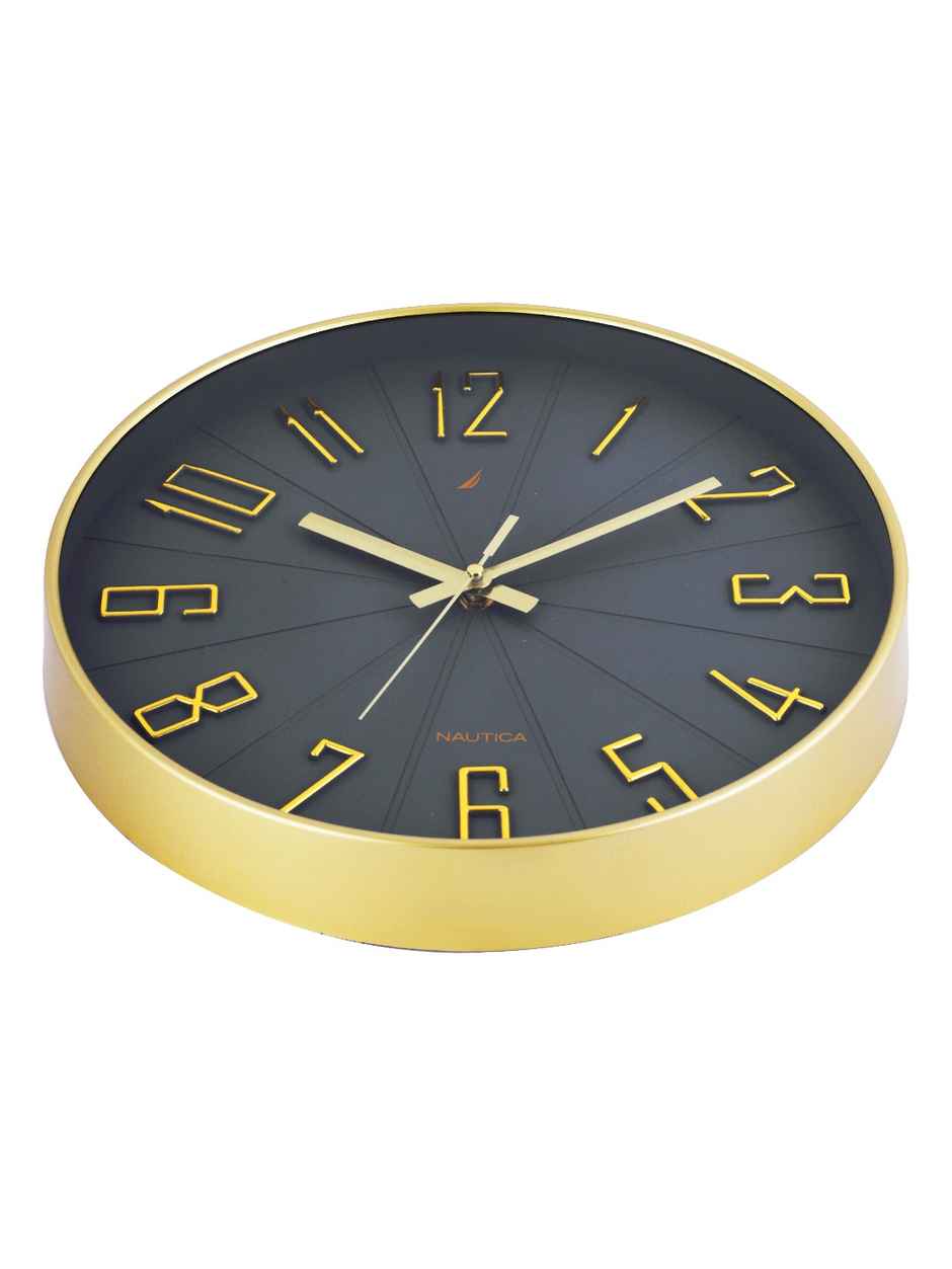 Nautica Wall Clock For Stylish Home With Quartz Technology -1pc Size | Abs Solid Matt-Grey/Gold